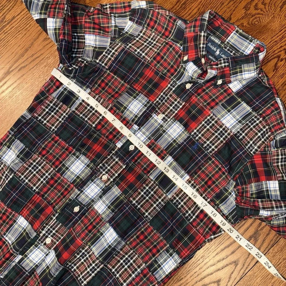 Polo Ralph Lauren Madras Patchwork Long Sleeve Button Down Oxford Shirt Men's‎ S